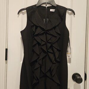 NWT Calvin Klein Black Ruffle Sleeveless Dress Size 2